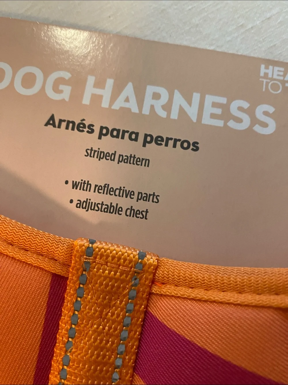 Heart to Tail Orange & Pink Striped Dog Harness - Medium